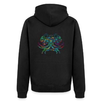 Krebs - Unisex Premium Bio Zip Hoodie - Schwarz - Hinten - Nico (187cm)