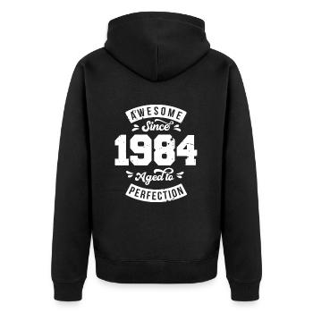 Vintage 1984 birthday - retro 1984 - Unisex Premium Organic Zip Hoodie - black - Back - Nico (187cm)