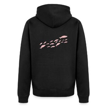 poisson sardine rose gold pailletée - Veste à capuche bio Premium Unisexe - noir - Dos - Nico (187cm)