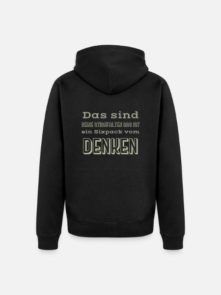 sixpack spruch - Unisex Premium Bio Zip Hoodie - Schwarz