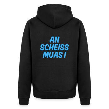 An scheiss muas i - Unisex Premium Bio Zip Hoodie - Schwarz - Hinten - Nico (187cm)