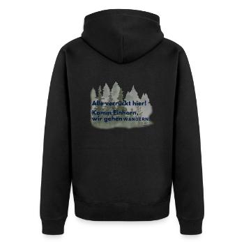 All the crazy here - Unisex Premium Organic Zip Hoodie - black - Back - Nico (187cm)