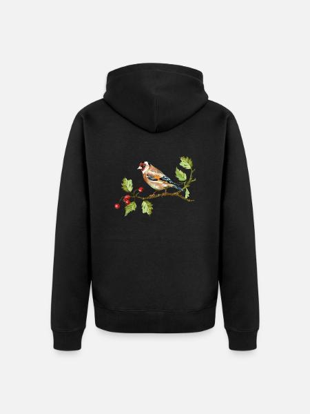 Bunter Vogel - Unisex Premium Bio Zip Hoodie - Schwarz