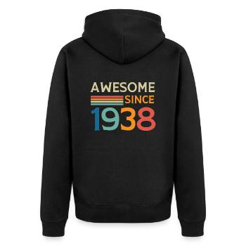 Großartig seit 1938 - Unisex Premium Bio Zip Hoodie - Schwarz - Hinten - Nico (187cm)