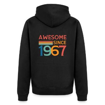 Großartig seit 1967 - Unisex Premium Bio Zip Hoodie - Schwarz - Hinten - Nico (187cm)