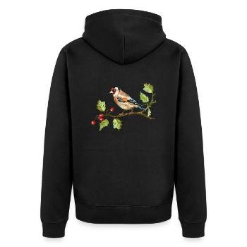Bunter Vogel - Unisex Premium Bio Zip Hoodie - Schwarz - Hinten - Nico (187cm)