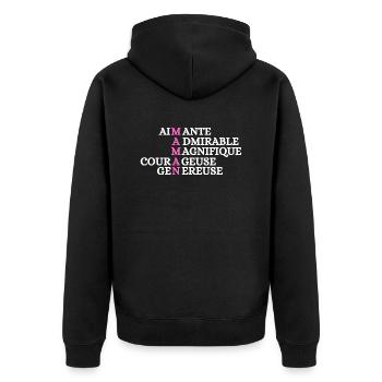 loving mom admirable beautiful brave - Unisex Premium Organic Zip Hoodie - black - Back - Nico (187cm)