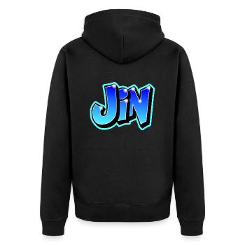 "JIN" graffiti imrimable on any medium - Unisex Premium Organic Zip Hoodie - black - Back - Nico (187cm)