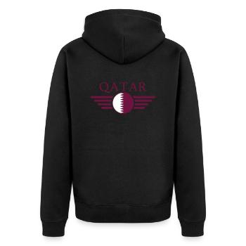 Ich liebe Katar, Eleganz Stil Design - Unisex Premium Bio Zip Hoodie - Schwarz - Hinten - Nico (187cm)