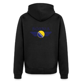 J’aime la Bosnie, T-shirt design de style élégance - Veste à capuche bio Premium Unisexe - noir - Dos - Nico (187cm)