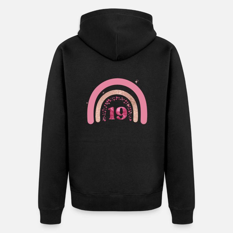 19e anniversaire rainbow rose - Veste à capuche bio Premium Unisexe - noir