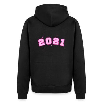 2021 Stern Rosa - Unisex Premium Bio Zip Hoodie - Schwarz - Hinten - Nico (187cm)