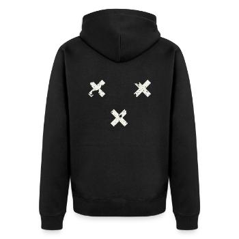 Breda - Flaggen Kreuze - Unisex Premium Bio Zip Hoodie - Schwarz - Hinten - Nico (187cm)