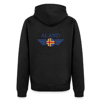 Ich liebe Åland, Eleganz Stil Design T-Shirt - Unisex Premium Bio Zip Hoodie - Schwarz - Hinten - Nico (187cm)