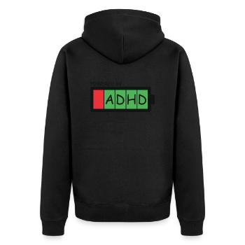 ADHS - Unisex Premium Bio Zip Hoodie - Schwarz - Hinten - Nico (187cm)