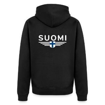 Conception de t-shirts en Finlande – Nordic Style & Nature - Veste à capuche bio Premium Unisexe - noir - Dos - Nico (187cm)