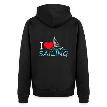J’aime naviguer en disant vagues cœur de marin amour - Veste à capuche bio Premium Unisexe - noir - Dos - Nico (187cm)