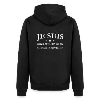 Krankenschwester Hemd • Superkraft Krankenschwester Geschenk - Unisex Premium Bio Zip Hoodie - Schwarz - Hinten - Nico (187cm)