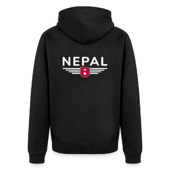 Nepal Design – Himalayan Adventure - Unisex Premium Organic Zip Hoodie - black - Back - Nico (187cm)