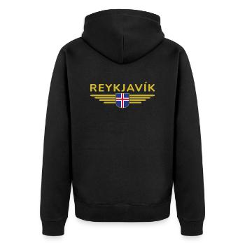 T-shirt Reykjavík – La ville des aurores boréales - Veste à capuche bio Premium Unisexe - noir - Dos - Nico (187cm)
