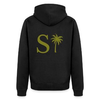 Lettre s vert Palm - Veste à capuche bio Premium Unisexe - noir - Dos - Nico (187cm)