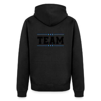 Team 02 - Unisex Premium Organic Zip Hoodie - black - Back - Nico (187cm)