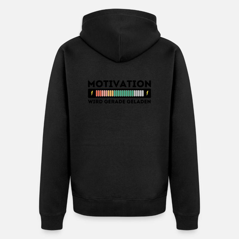 Motivation wird geladen - Unisex Premium Bio Zip Hoodie - Schwarz