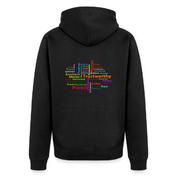 Word Cloud of Love - Unisex Premium Organic Zip Hoodie - black - Back - Nico (187cm)