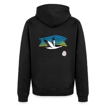 Vogel - Unisex Premium Bio Zip Hoodie - Schwarz - Hinten - Nico (187cm)