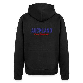 Auckland - Nouvelle-Zélande - Aotearoa - Maori - Kiwi - Veste à capuche bio Premium Unisexe - noir - Dos - Nico (187cm)