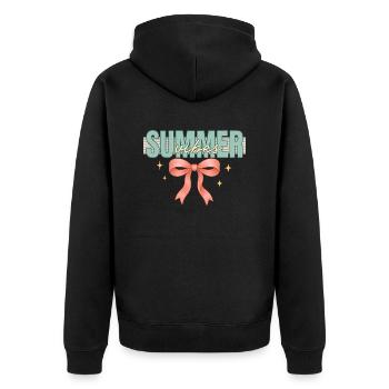 Summer vibe pink Bow png | Summer coquette bow - Unisex Premium Organic Zip Hoodie - black - Back - Nico (187cm)
