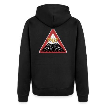 Achtung rostiges Schild Mut Ausbruch Vulkan - Unisex Premium Bio Zip Hoodie - Schwarz - Hinten - Nico (187cm)