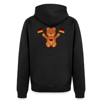 Teddybär Deutschland Flagge - Unisex Premium Bio Zip Hoodie - Schwarz - Hinten - Nico (187cm)