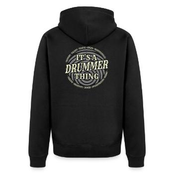 Drummer - Drummer Thing - Unisex Premium Bio Zip Hoodie - Schwarz - Hinten - Nico (187cm)