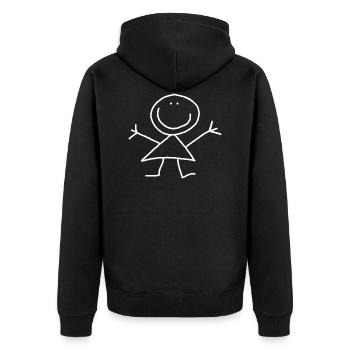 Strichmännchen - Unisex Premium Bio Zip Hoodie - Schwarz - Hinten - Nico (187cm)