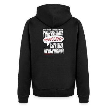Screaming Fuck Is My Therapy - Unisex Premium Organic Zip Hoodie - black - Back - Nico (187cm)