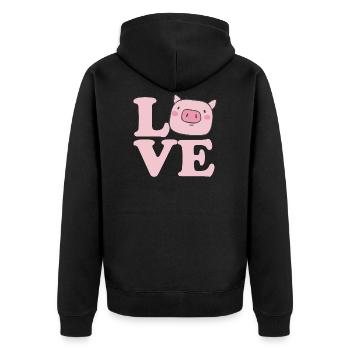 I Love Pigs - Unisex Premium Organic Zip Hoodie - black - Back - Nico (187cm)
