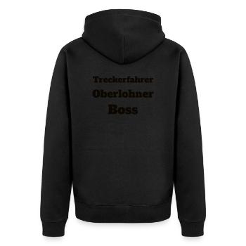 Treckerfahrer Oberlohner Lohner Lohnunternehmer - Unisex Premium Bio Zip Hoodie - Schwarz - Hinten - Nico (187cm)