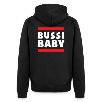 Bussi Baby Party - Unisex Premium Bio Zip Hoodie - Schwarz - Hinten - Nico (187cm)
