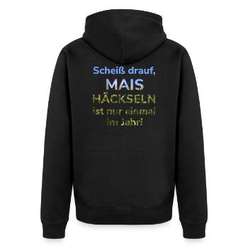 Landwirt Mais häckseln Landwirtschaft Ernte Bauer - Unisex Premium Bio Zip Hoodie - Schwarz - Hinten - Nico (187cm)