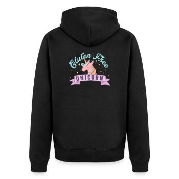 Glutenfreies Einhorn - Unisex Premium Bio Zip Hoodie - Schwarz - Hinten - Nico (187cm)