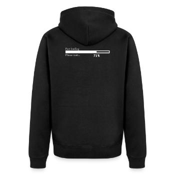 Fart loading Please wait... 71% - Unisex Premium Bio Zip Hoodie - Schwarz - Hinten - Nico (187cm)