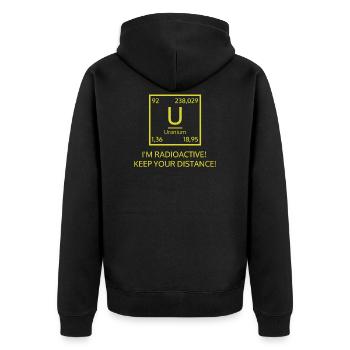I'M RADIOACTIVE! KEEP YOUR DISTANCE! - Unisex Premium Organic Zip Hoodie - black - Back - Nico (187cm)