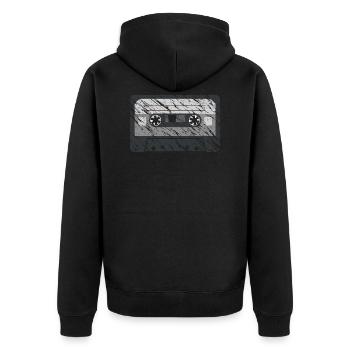 Oldschool retro vintage cassette 80s motif - Unisex Premium Organic Zip Hoodie - black - Back - Nico (187cm)