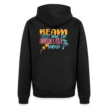 Andalusien - Unisex Premium Bio Zip Hoodie - Schwarz - Hinten - Nico (187cm)
