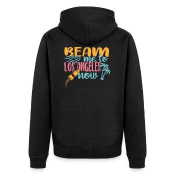 Los Angeles - Unisex Premium Bio Zip Hoodie - Schwarz - Hinten - Nico (187cm)
