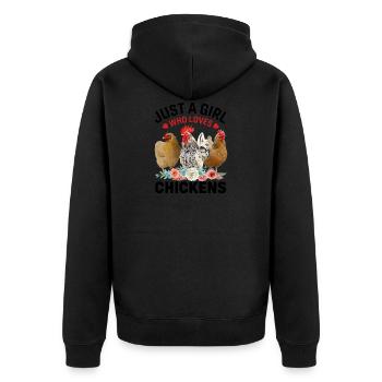 Hühner Flüsterer juste une fille qui aime le poulet - Veste à capuche bio Premium Unisexe - noir - Dos - Nico (187cm)