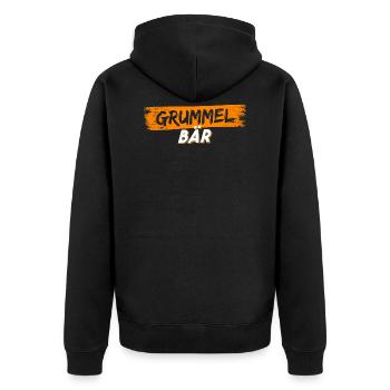 Grummelbär | Spitzname | Kinder | Geburtstag | Bär - Unisex Premium Bio Zip Hoodie - Schwarz - Hinten - Nico (187cm)