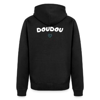 cadeau fete des peres pour doudou - Veste à capuche bio Premium Unisexe - noir - Dos - Nico (187cm)