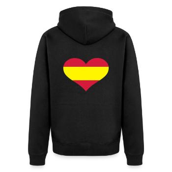 Spanien - Unisex Premium Bio Zip Hoodie - Schwarz - Hinten - Nico (187cm)